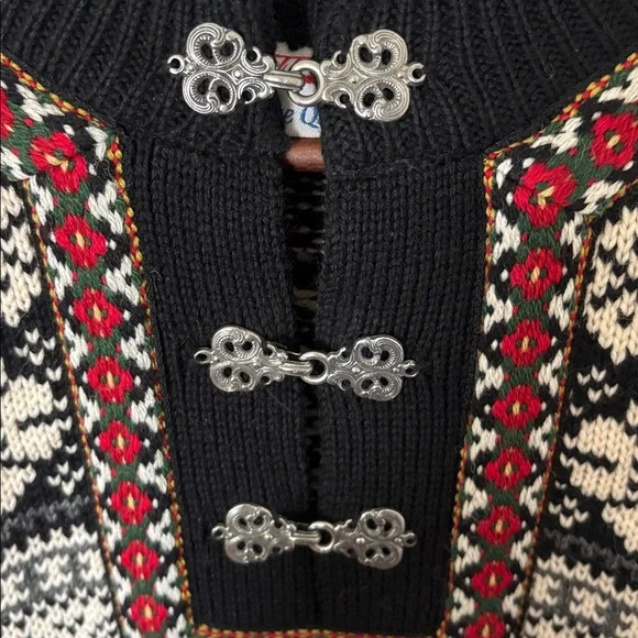 NORWEAR WOMENS MADE IN ICELAND 100% PURE WOOL SWEATER FAIR ISLE CREWNECK MEDIUM - Picture 3 of 6